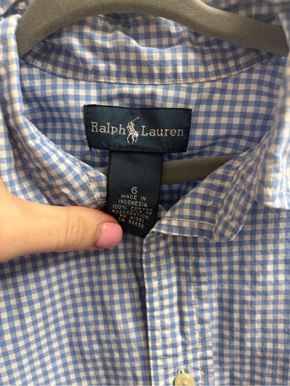 Ralph Lauren Light Blue Gingham Button-Down Shirt - Picture 3 of 4